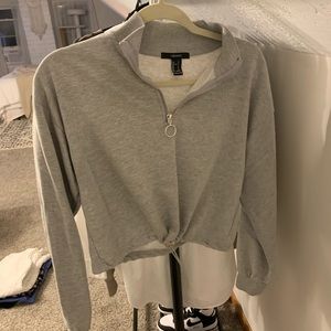 Light gray crop quarter zip